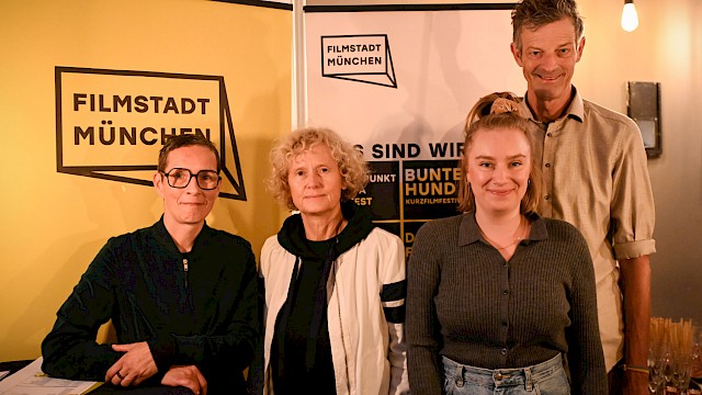 Jubiläum 40 Jahre Filmstadt München im Neuen Maxim | Monika Haas (Filmstadt München), Doris Metz (Regisseurin PETRA KELLY - ACT NOW!), Franziska Viehbacher (Filmstadt München), Daniel Sponsel (DOK.fest München) ©Ronny Heine